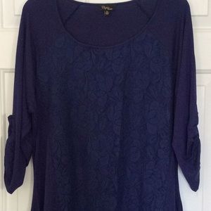 Plus Size woman’s Lace Panel 3/4 Sleeve Top like new